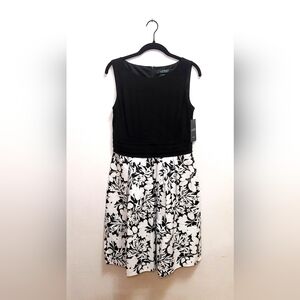 Lauren Ralph Lauren Essentials Dress Black & White Sleeveless Women's Size 8 NWT